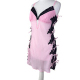 Baby Pink Mesh Bow Slip Dress