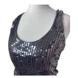 Silver Sequin Y2K Tank Top