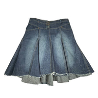 Y2K Pleated Midi/Maxi Denim Skirt