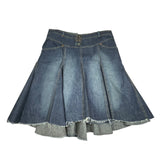 Y2K Pleated Midi/Maxi Denim Skirt
