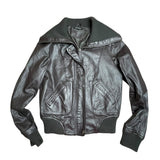 Black Faux Leather Bomber Jacket