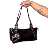 Black and Pink Y2K Faux Leather Bag