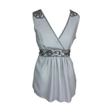 Grey Beaded Tie Waist Top