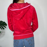 Y2K Red Velour Pineapple Zip Up