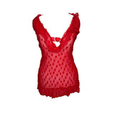 Red Heart Mesh Halter Neck