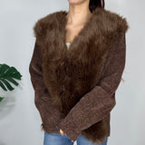 Y2K Knitted Faux Fur Cardigan