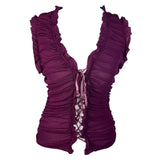 Y2K Mesh Corset Style Lace Up Top