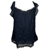 Y2K Sequin Mesh Detail Top