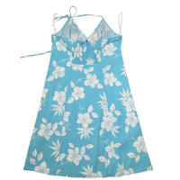 Blue Hibiscus Halter Neck Dress