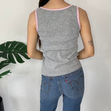 Y2K Graphic Grey Vest Top