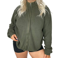 Green Knitted Zip Up