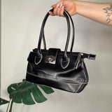 Vintage Black Faux Leather Bag