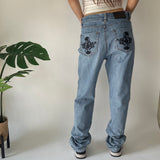Y2K Embroidered Denim Jeans