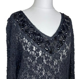 Black Lace Beaded Top