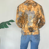 Vintage Mesh Long Sleeve Button Up Top