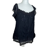 Y2K Sequin Mesh Detail Top