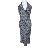 Vintage Zebra Mesh Maxi Halter Neck Dress