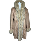 Y2K Tan Faux Fur Afghan Coat