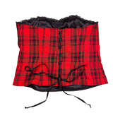 Y2K Red Plaid Beaded Corset
