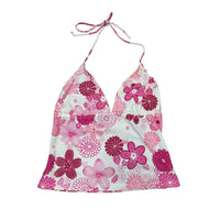 Pink Floral Halter Neck Swim Top