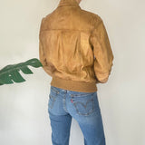 Tan Vintage Leather Bomber Jacket