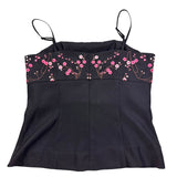 Y2K Floral Embroidery Satin Cami