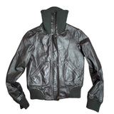 Black Faux Leather Bomber Jacket