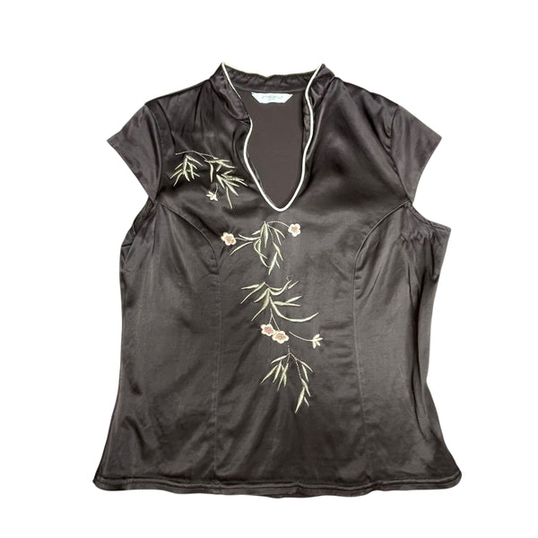 Y2K Brown Satin Top