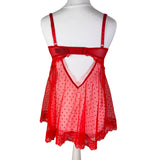Red Love Heart Mesh Baby Doll Cami