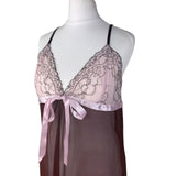 Y2K Brown and Pink Mesh Slip Dress