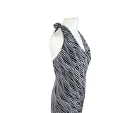 Vintage Zebra Mesh Maxi Halter Neck Dress