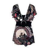 Y2K Pattered Belted Top