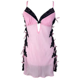 Baby Pink Mesh Bow Slip Dress