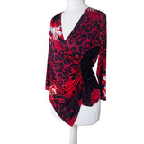 Vintage Red Animal Print Top