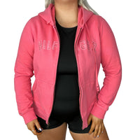 Pink Tommy Hilfiger Spell Out Hoodie Zip Up