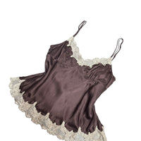 Brown Y2K Silk Cami Top