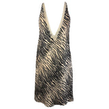 Zebra Print 100% Silk Slip Dress