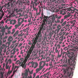 Pink Animal Print Mesh Blouse