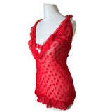Red Heart Mesh Halter Neck