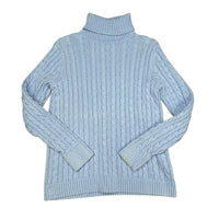 Blue Cable Knit Turtle Neck