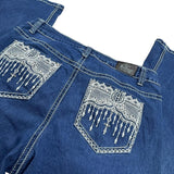 Y2K Embroidered Flared Denim Jeans
