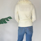 Y2K Cream Fringe Zip Up Cardigan