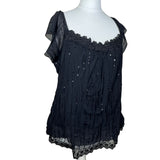 Y2K Sequin Mesh Detail Top