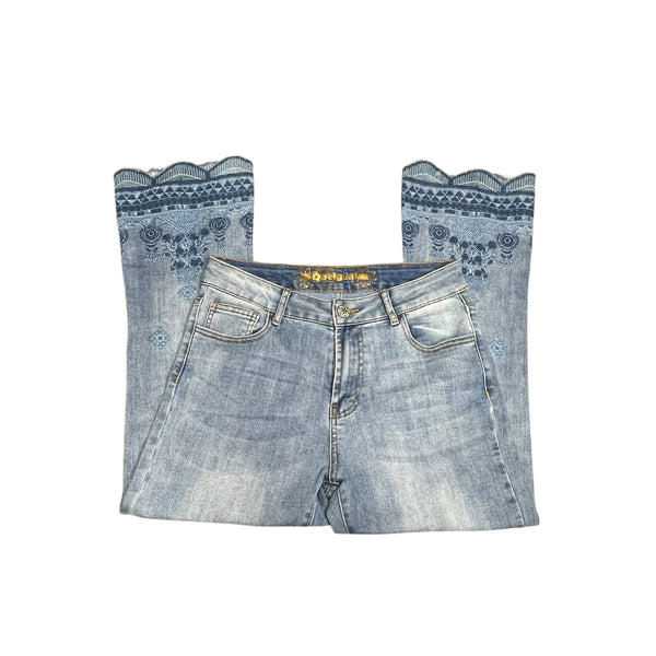 DESIGUAL Embroidered Flare Denim Jeans
