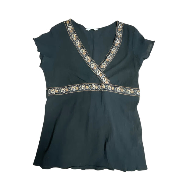 Y2K Black Tie Back Top