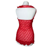 Red Heart Mesh Halter Neck