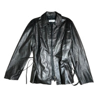 Vintage Leather Tie Front Jacket