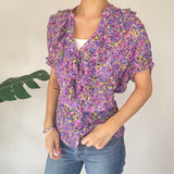 Floral Lilac Y2K Mesh Top