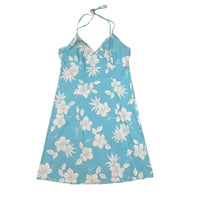 Blue Hibiscus Halter Neck Dress