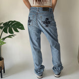 Y2K Embroidered Denim Jeans